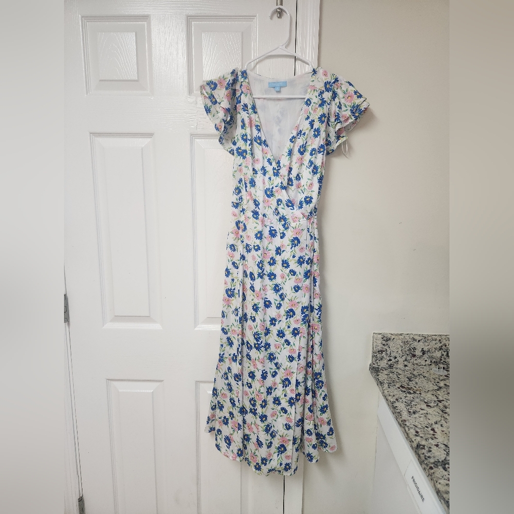 Draper James Blue and Pink Floral Maxi Dress